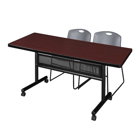 Kobe Rectangle FlipTop Table, 72" W, 29" H, Laminate Top, Mahogany MKFTM7230MH44GY